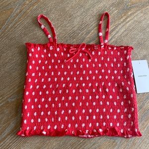New Nordstrom girls cropped polka dot spaghetti strap tank top sz s m l xl